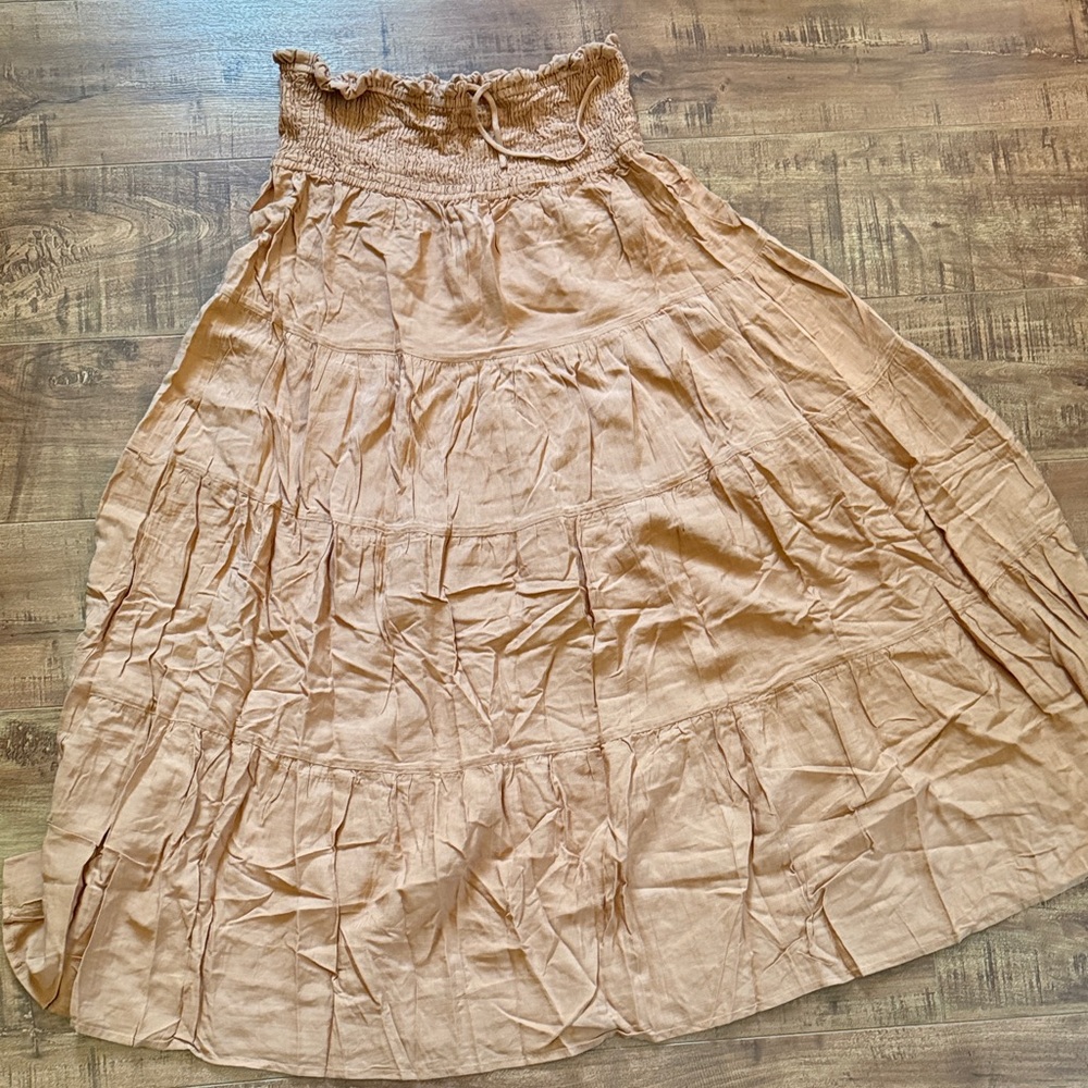 Source Unknown Light Brown A-Line Skirt